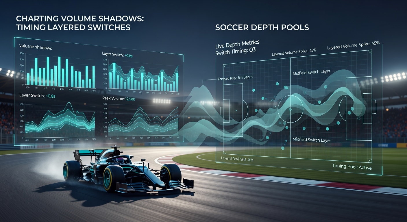 Volume shadow charts displaying layered order flow in live horse racing and soccer depth pools during May 2026 sessions