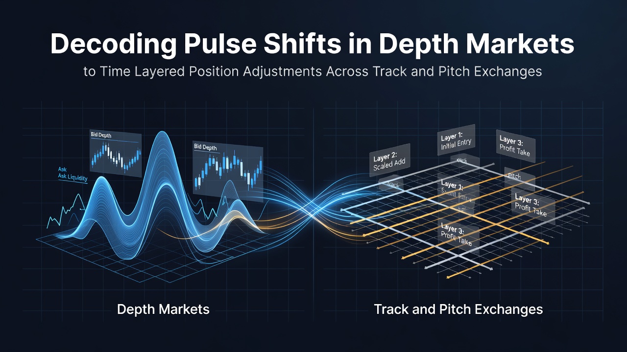 Visualization of market depth fluctuations across track and pitch exchanges showing pulse shift patterns in layered order books