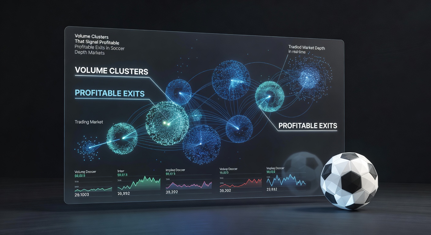 Visualization of volume clusters appearing across multiple price levels in live soccer depth markets