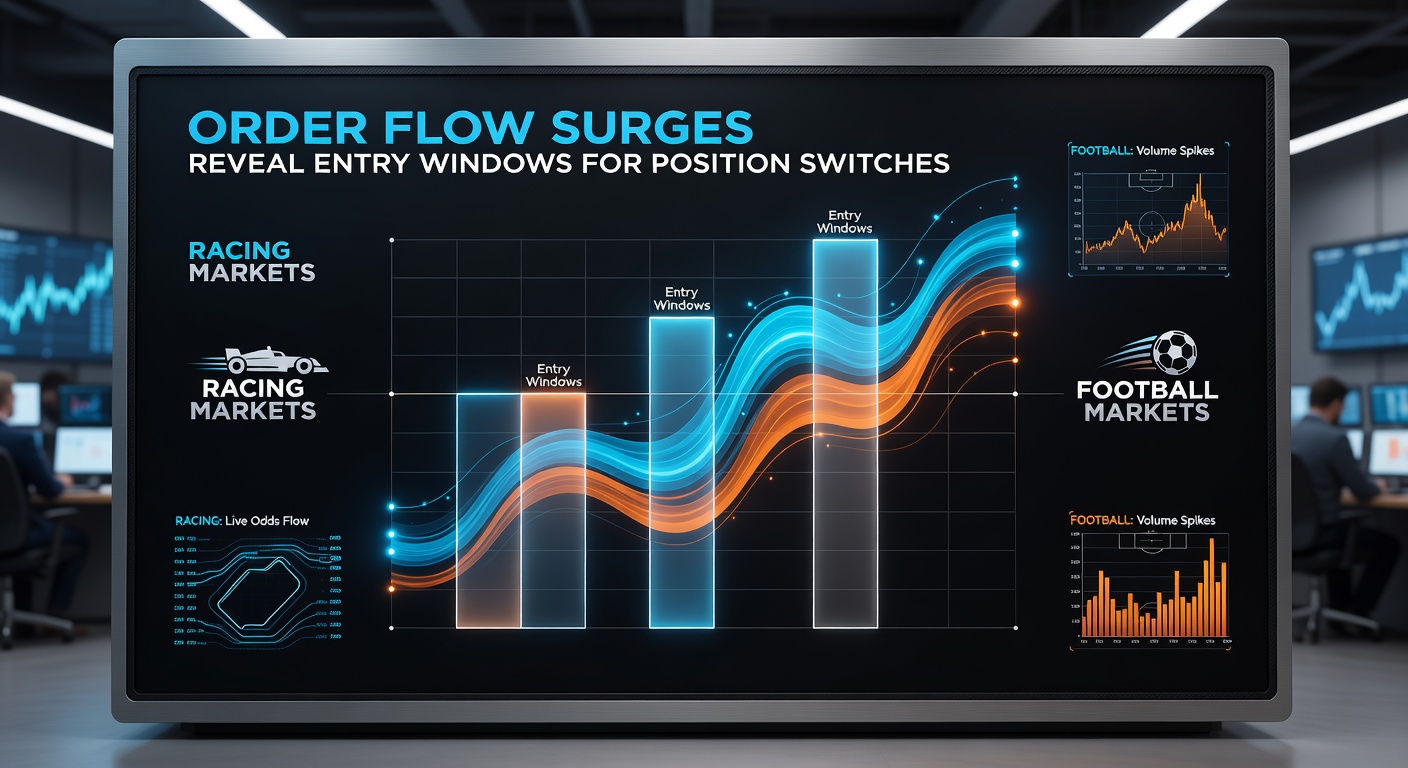 Live order book activity showing position switch opportunities during football and racing events