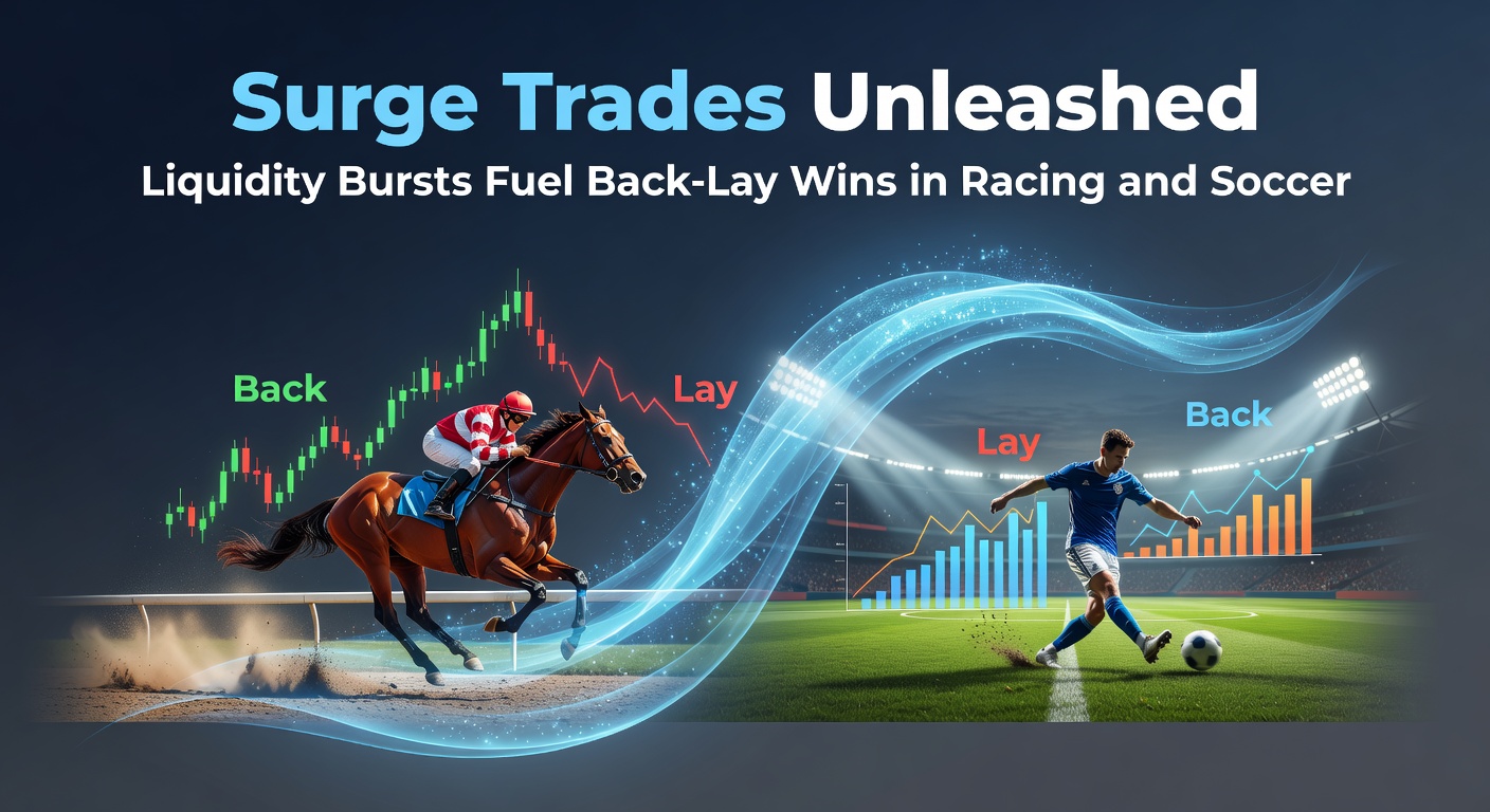 Dynamic chart showing liquidity spike during a horse race on a betting exchange, with odds shifting rapidly from back to lay positions