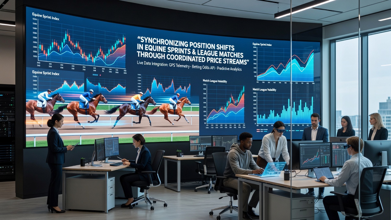 Live odds interfaces displaying coordinated streams for racing and soccer position management